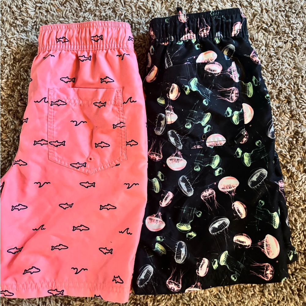 Two Pairs Kids Lined Swim Trunks